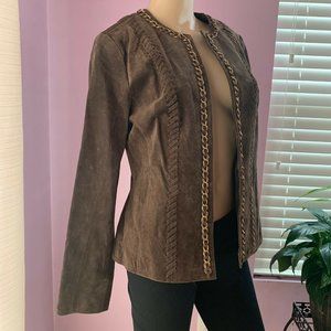 HAL RUBENSTEIN BLAZER Size S brown SUEDE LEATHER